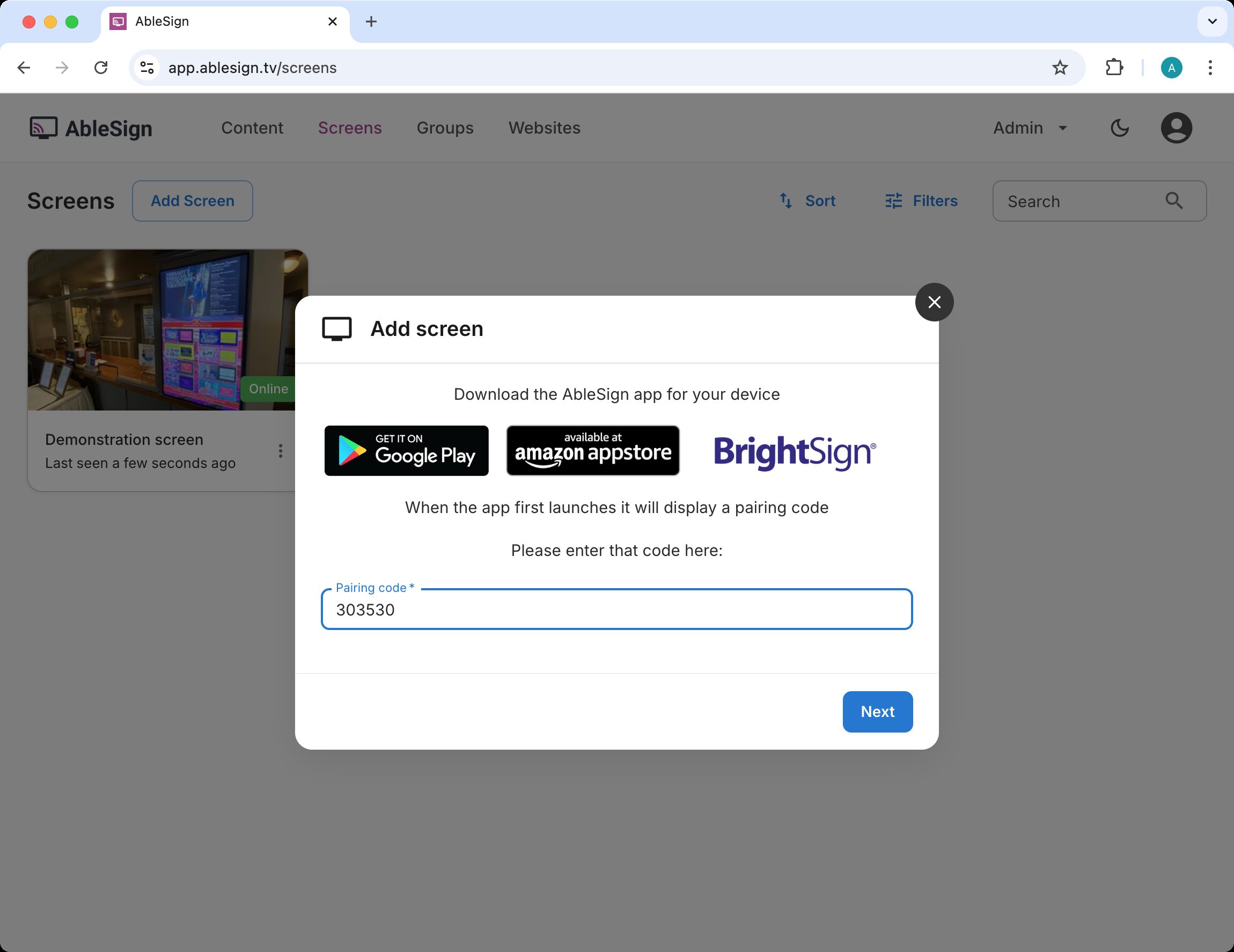 add android tv screen