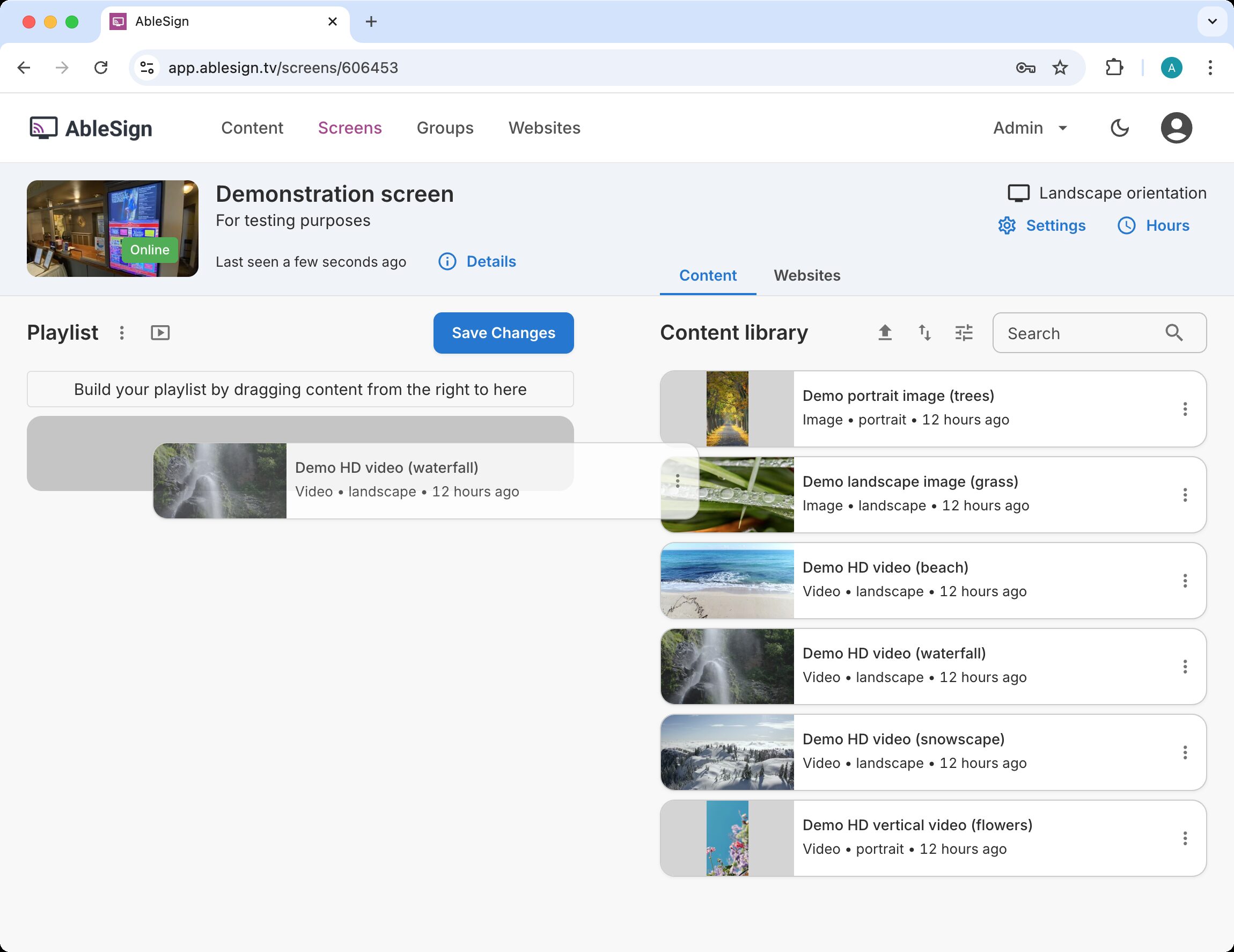 digital signage drag and drop