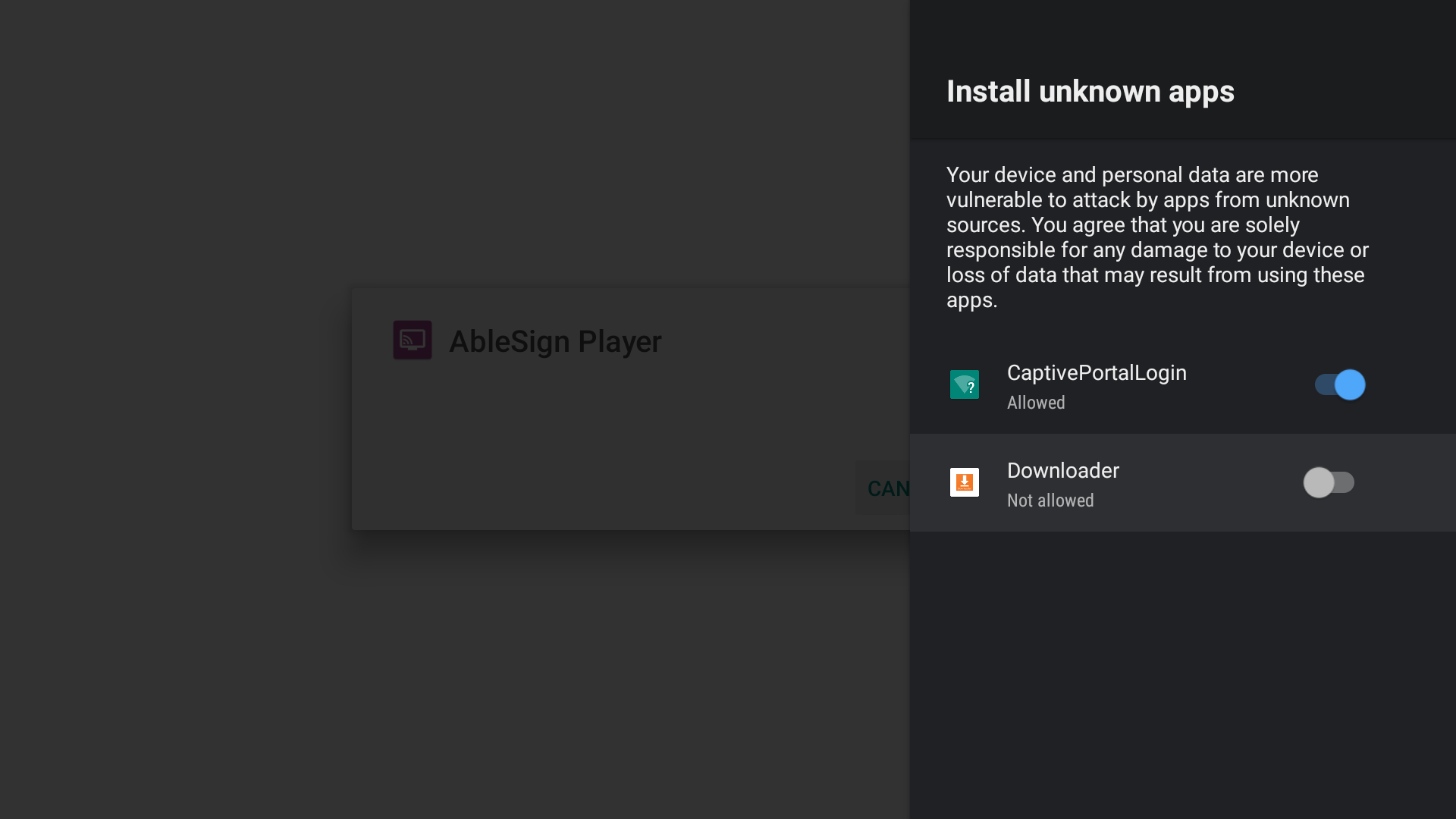 digital signage androidtv app