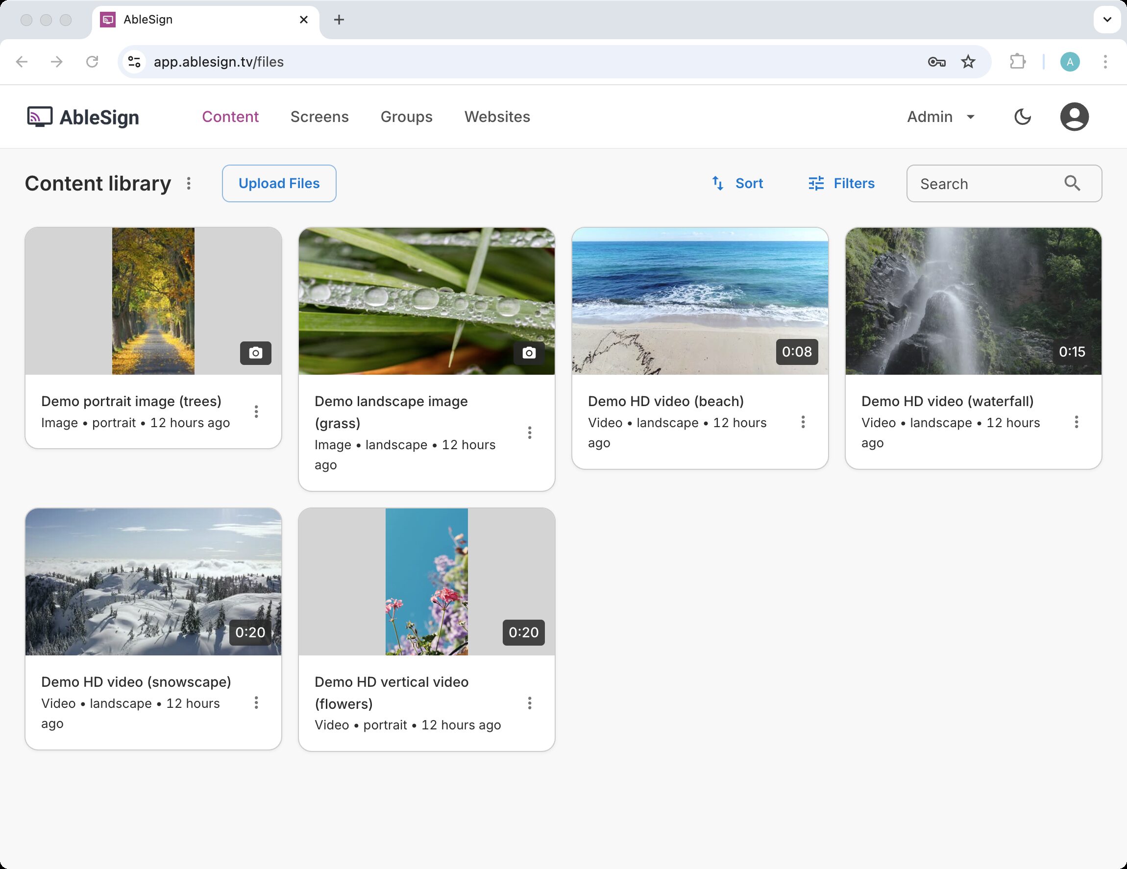 digital signage content