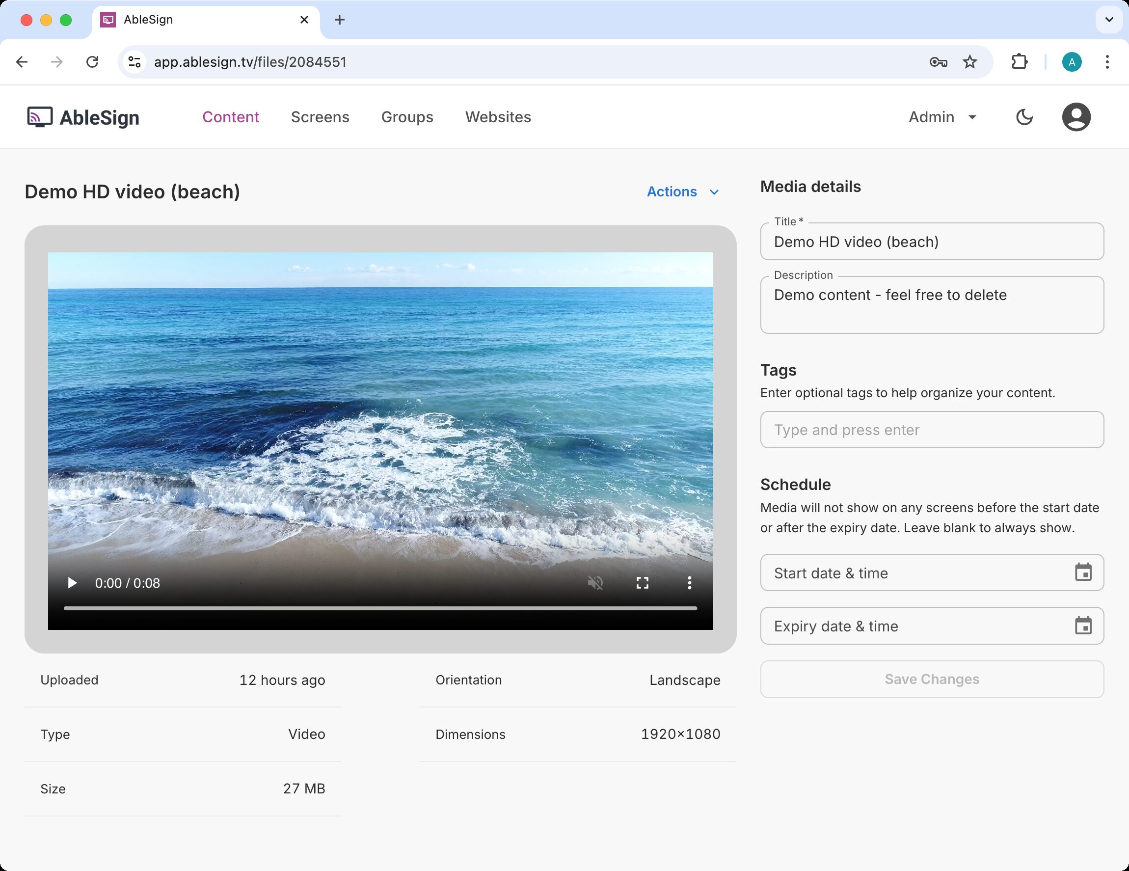 demo video for digital signage