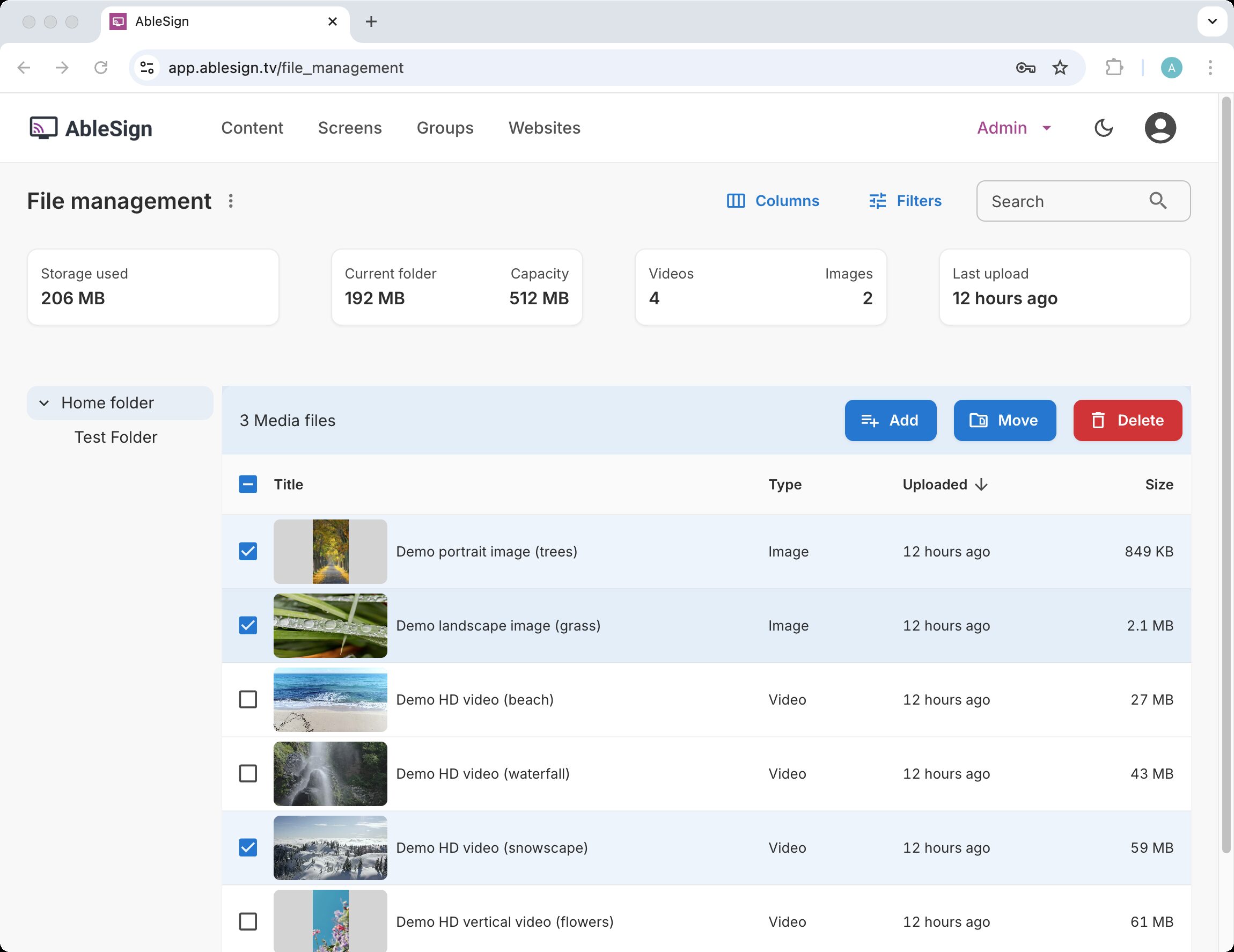 digital signage move files