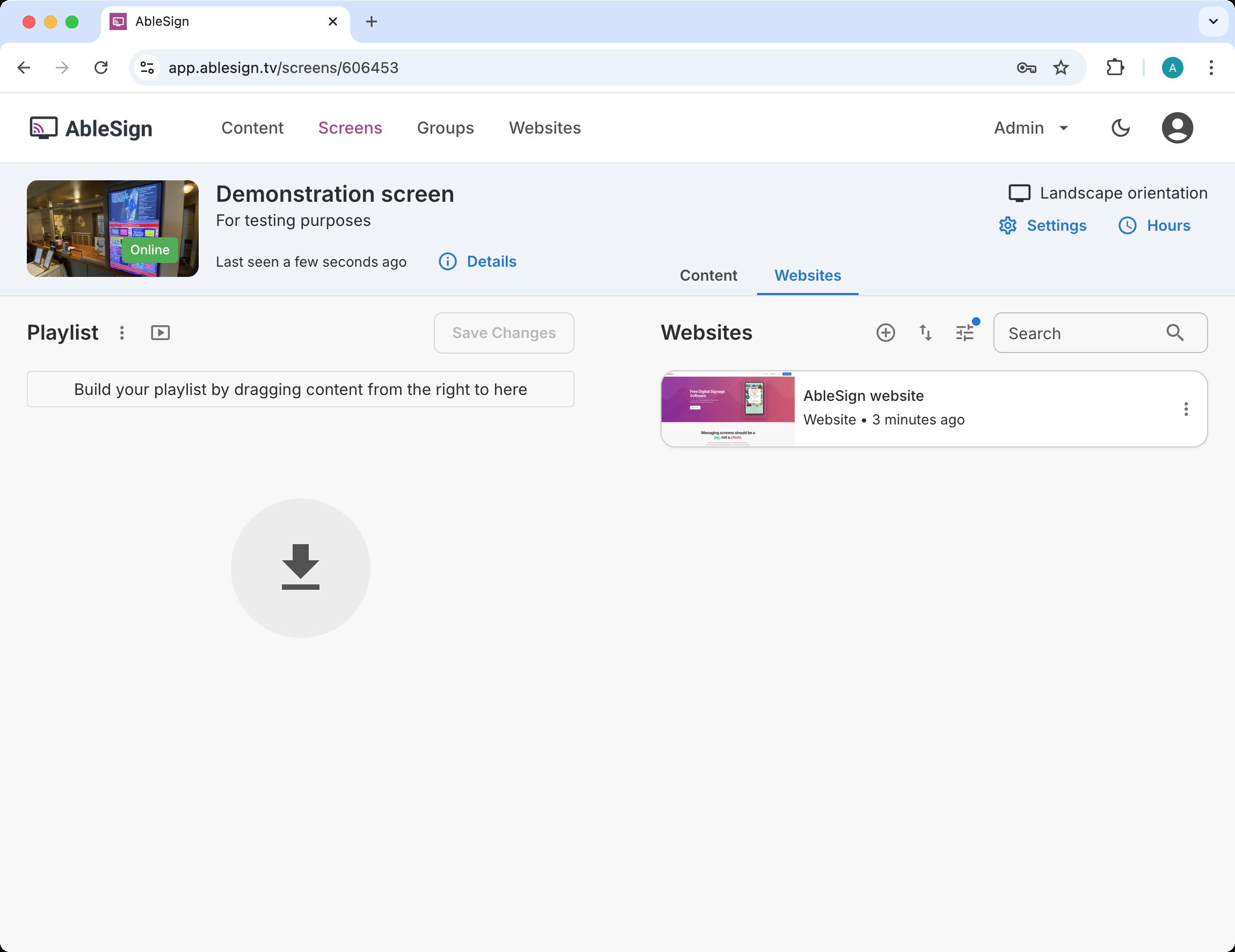 manage websites on digital screens