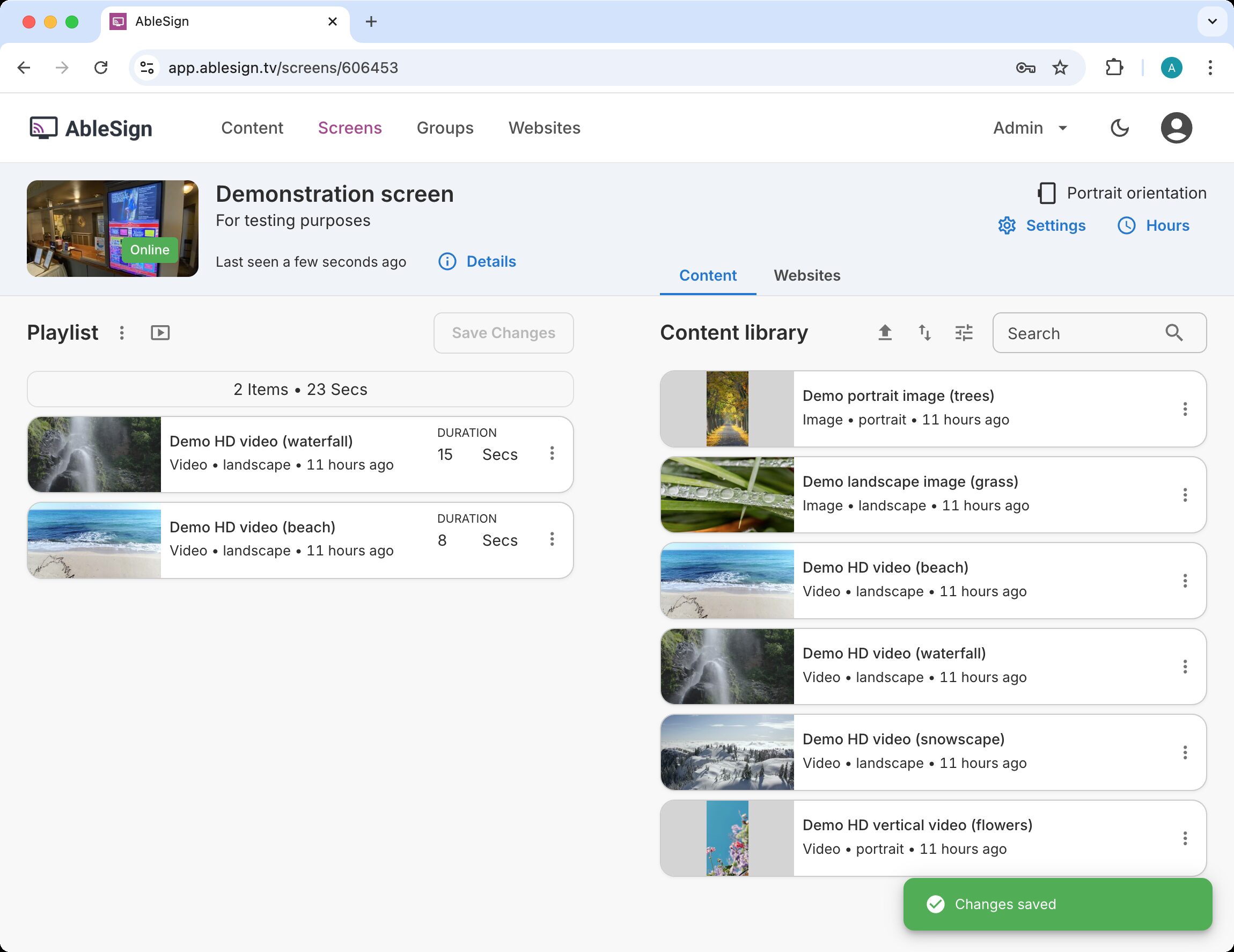 save playlist on signage