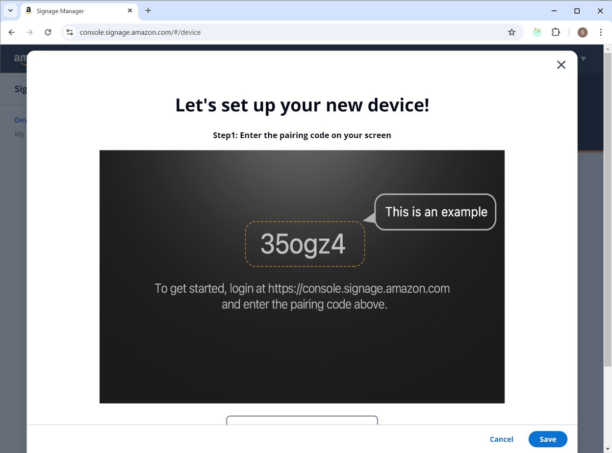 signage stick setup new device